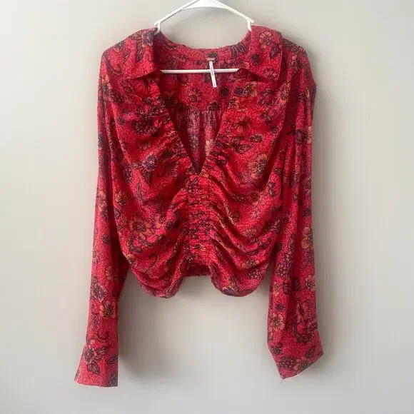 Free People I Got You Printed Top Sz L - Picture 2 of 9